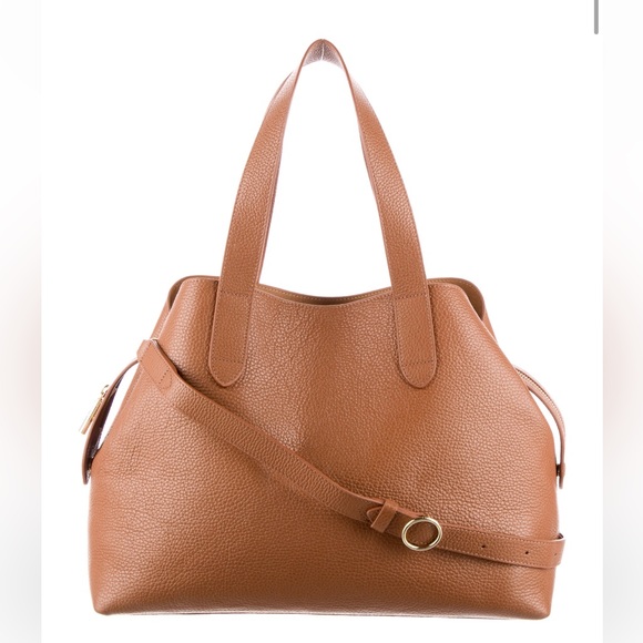 Cuyana Handbags - Cuyana Zippered Leather Satchel Chestnut Brown With Strap